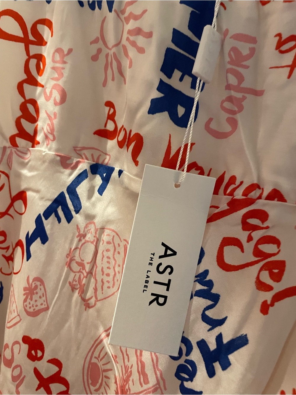 Astr French🇫🇷Poetry🖋️Midi Slip Dress in White, Blue & Red - Sz L NWT - Picture 8 of 10